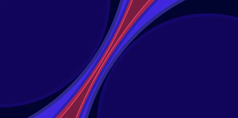 Abstract dark blue background with flowing red and blue curved lines Stock Illustration