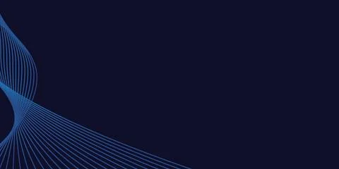 Abstract dark blue background with flowing light lines creating a smooth wave pa Stock Illustration