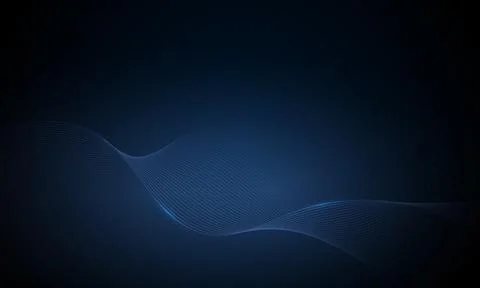 Abstract dark blue background with glowing blue wavy lines Stock Illustration
