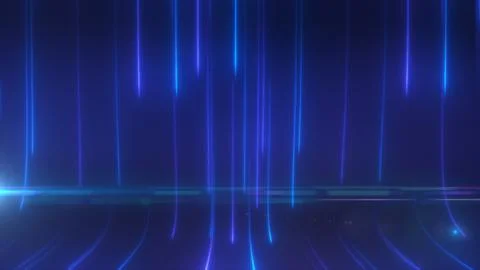Abstract dark blue background with glowing vertical neon light streams, sub.. Stock Illustration
