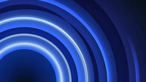 Abstract dark blue background with glowing circular rings and light curves 库存插图