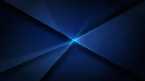 Abstract dark blue background with glowing light rays and geometric shapes Stock Illustration