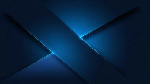 Abstract dark blue background with glowing light lines and overlapping geom.. Stock Illustration