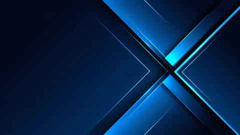 Abstract dark blue background with glowing light lines and geometric shapes Stock Illustration
