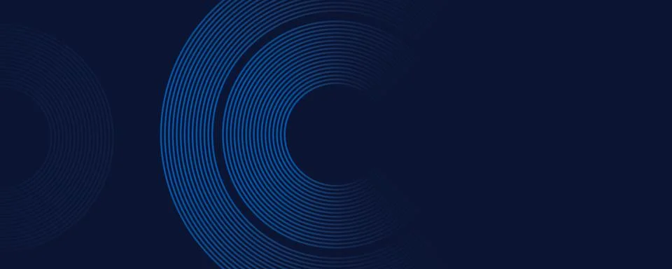 Abstract dark blue background with glowing circular lines pattern for modern Stock Illustration