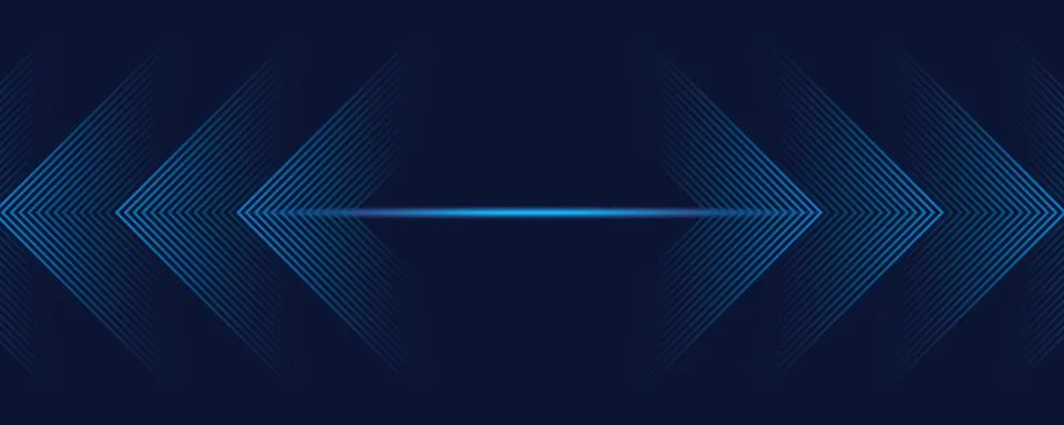 Abstract dark blue background with glowing neon lines and chevrons for digital Stock Illustration