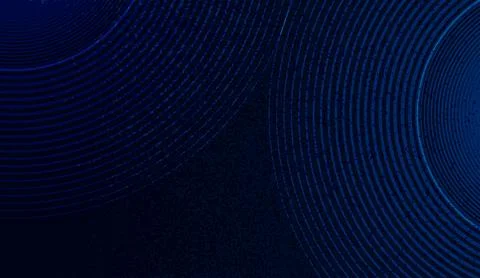 Abstract dark blue background with glowing circular lines pattern and tech Stock Illustration