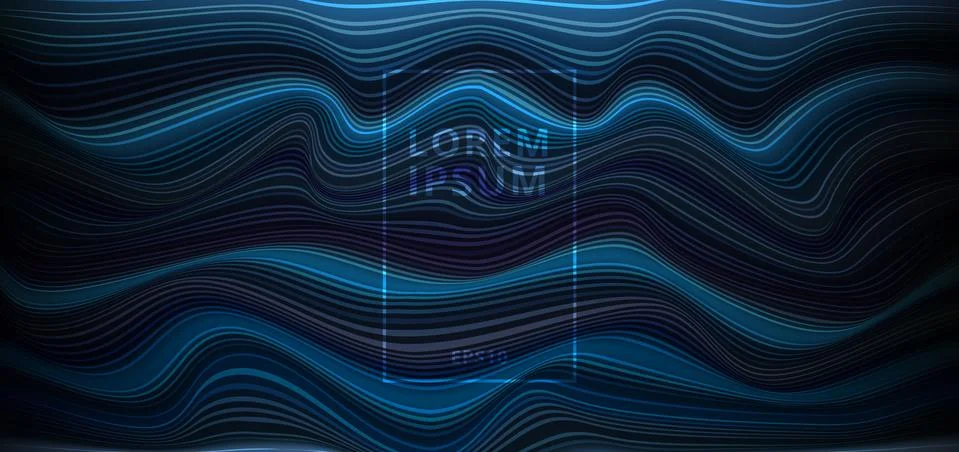 Abstract dark blue background with horizontal light and wave lines pattern wa Illustrazione stock