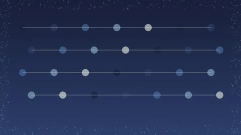 Abstract dark blue background with horizontal lines and glowing dots for di.. Stock Illustration