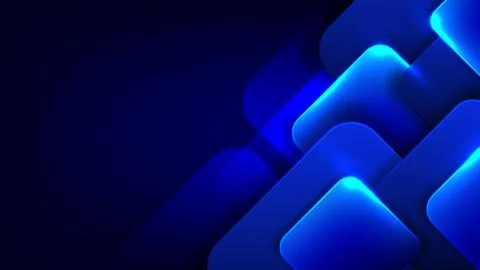 Abstract dark blue background with overlapping rounded squares and glowing .. 스톡 일러스트