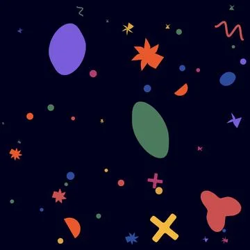 Abstract dark blue background with various colorful shapes perfect for mode.. Stock Illustration