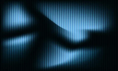 Abstract dark blue background with vertical stripes and glowing wavy light .. Stock Illustration