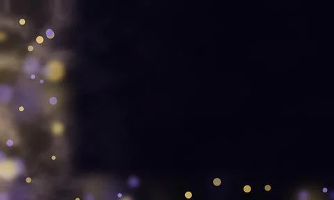 Abstract dark blue bokeh background with golden and purple shimmering light.. Stock Photos