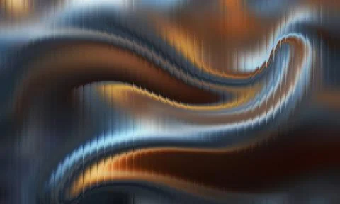 Abstract dark blue bronze ribbed glass flowing wave texture background with.. Stock Illustration