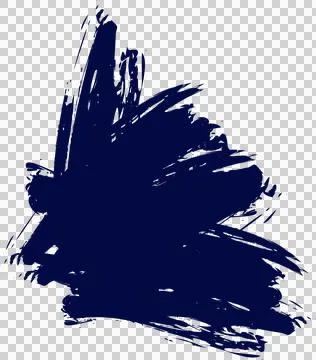 Abstract dark blue brush stroke is flowing across transparent background, Illustrazione stock