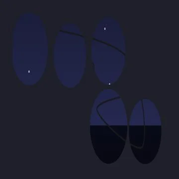 Abstract dark blue circles with thin lines and dots Illustrazione stock