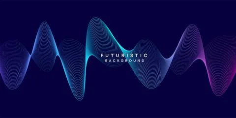 Abstract dark blue digital future technology geometric flowing line background Stock Illustration