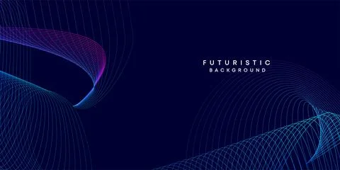 Abstract dark blue digital future technology geometric flowing line background Stock Illustration