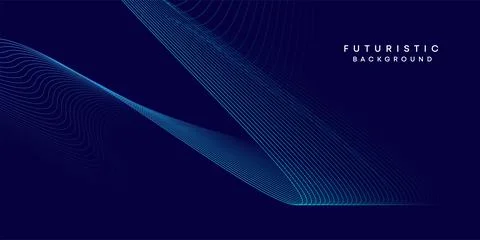 Abstract dark blue digital future technology geometric flowing line background Stock Illustration