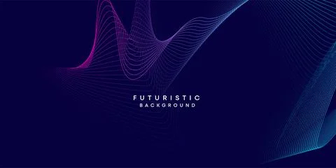 Abstract dark blue digital future technology geometric flowing line background Stock Illustration