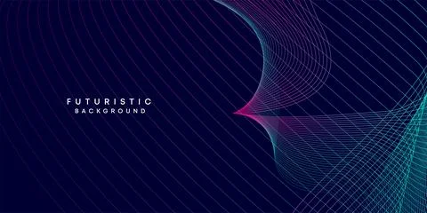 Abstract dark blue digital future technology geometric flowing line background Stock Illustration