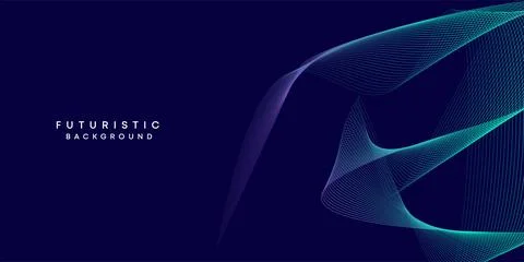 Abstract dark blue digital future technology geometric flowing line background Stock Illustration