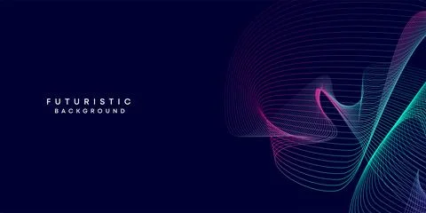 Abstract dark blue digital future technology geometric flowing line background Stock Illustration