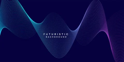 Abstract dark blue digital future technology geometric flowing line background Stock Illustration