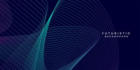 Abstract dark blue digital future technology geometric flowing line background Stock Illustration