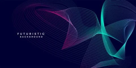 Abstract dark blue digital future technology geometric flowing line background Stock Illustration