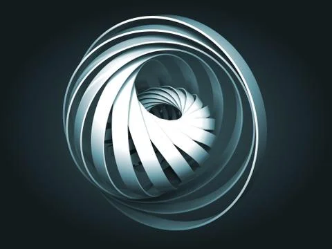Abstract dark blue digital object made of 3d round spiral イラスト素材