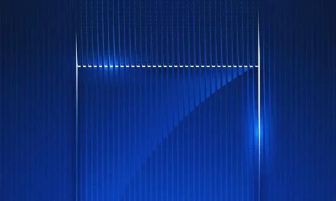 Abstract Dark Blue Geometric Background with Glowing Frame and Vertical Rib.. 스톡 일러스트