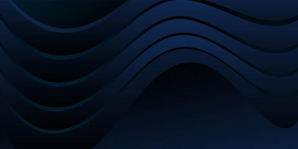 Abstract dark blue gradient background, waves and folds. 3D illustration Ilustración de archivo
