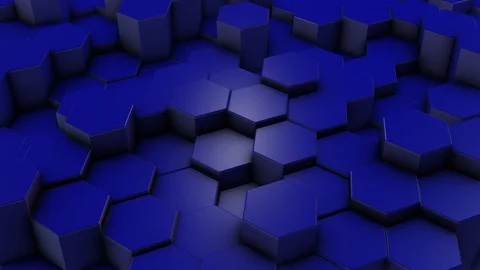 Abstract Dark Blue Hexagons Background Random Motion, 3d Animation Stock Footage 124643358