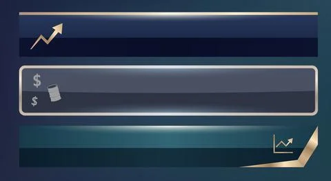 Abstract dark blue lower third banner set with metallic gold trim, designed.. Stock Illustration