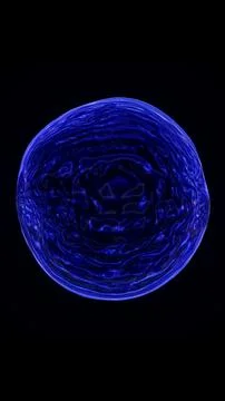 Abstract dark blue luminous sphere with glowing ripples, symbolizing digital  イラスト素材