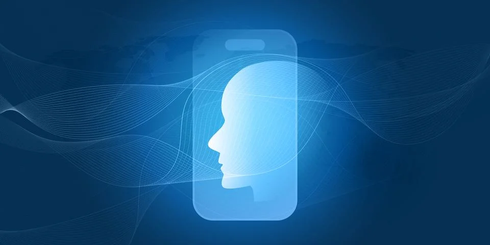 Abstract Dark Blue Machine Learning, Artificial Intelligence, Cloud Computi.. Stockillustratie