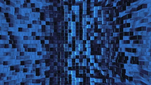 Abstract dark blue metallic cubes background pattern wall. 3D Projection Mapping Stock Footage 212672009