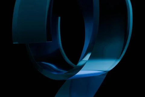 Abstract dark blue metallic form, possibly a numeral, dramatically curves w.. 스톡 일러스트