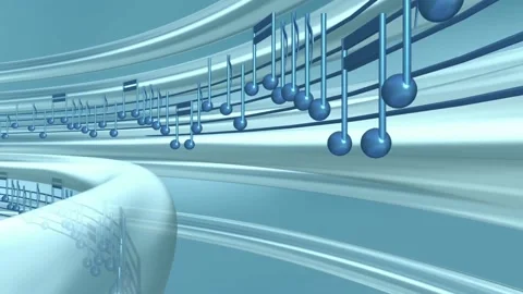 Abstract Dark Blue Musical Notes Are Moving Stock-Footage 201429543