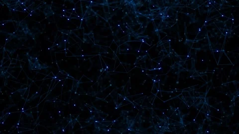Abstract Dark Blue Plexus Network Background with Glowing Data Nodes Stock Footage 327890314