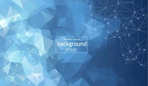Abstract Dark Blue Polygonal Space Background with Connecting Dots and Lines. Stock Illustration