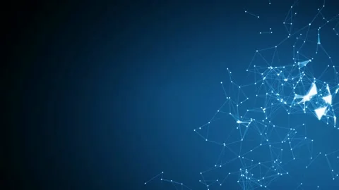 Abstract dark blue screen, for presentations, with white lines and dots. Mock Video stock 197309599