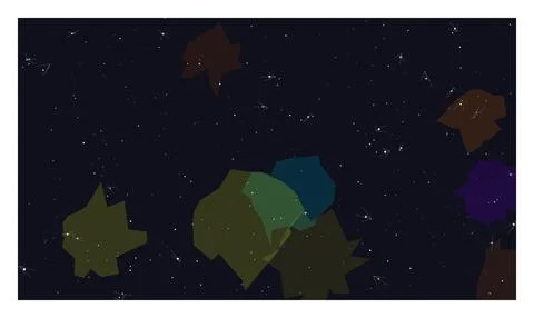 Abstract dark blue space background with colorful polygons and bright stars. Stock Illustration