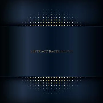 Abstract dark blue stripe background with shadow and gold halftone effect. Illustrazione stock
