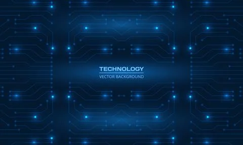 Abstract dark blue technology background with circuit board and glowing lights Stock Illustration