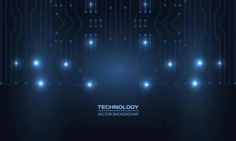 Abstract dark blue technology banner with circuit board. Digital technology Stock Illustration