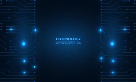 Abstract dark blue technology banner with circuit board. Digital technology Stock Illustration