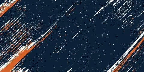 Abstract dark blue texture background featuring dynamic orange and white brush s Stock Illustration