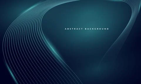 Abstract dark blue vector background with glowing blue wavy lines Stock Illustration